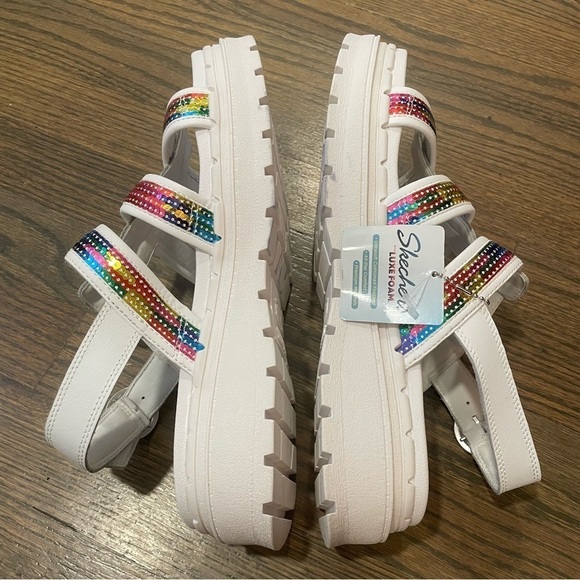 NWT Skechers Jammers Triple Rainbow Sequin Lug Sole Fisherman Chunky Sandals - Picture 5 of 12